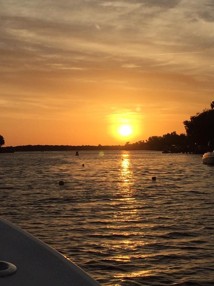 Boating sunset on the water